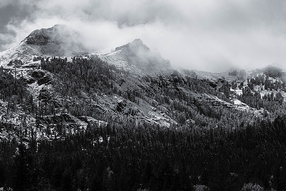 Stevens Peak as snow storm clears, Hope Valley, CA