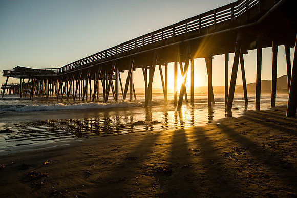 Sunburst under the Pismo Beach Pier, Pismo Beach, CA