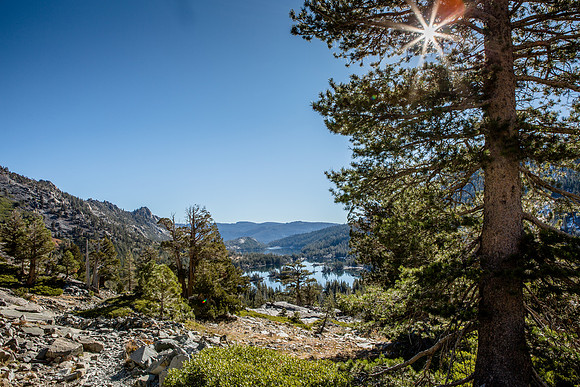 Afternoon Sunburst above Upper Echo Lake, CA