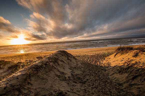 Sunset over the Pacific Ocean, Moss Landing, CA