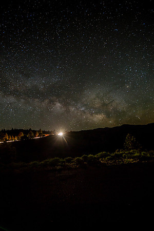 CHP spotlight coming down Monitor Pass, CA