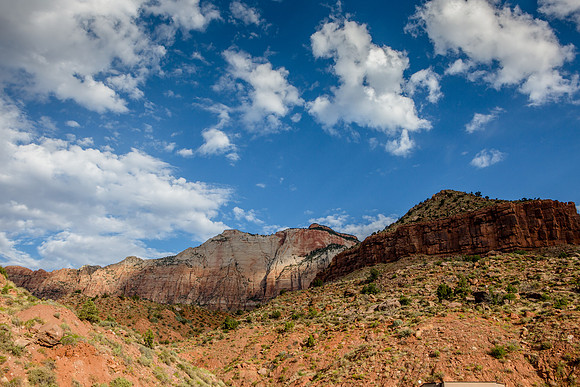 Blue sky summer day in Zion National Park, Utah